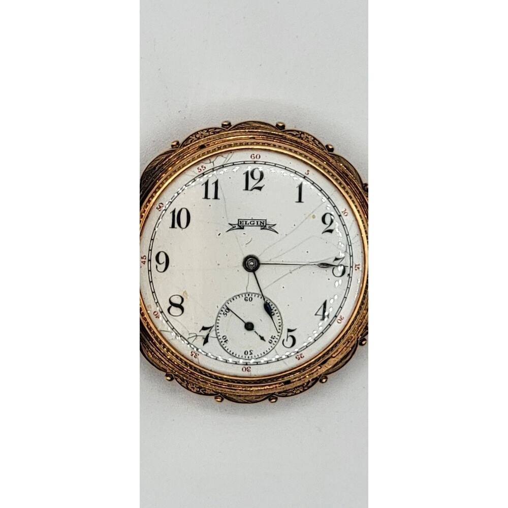 Vintage Elgin Stamped 14k Manual Wind Pocket Watch, Running